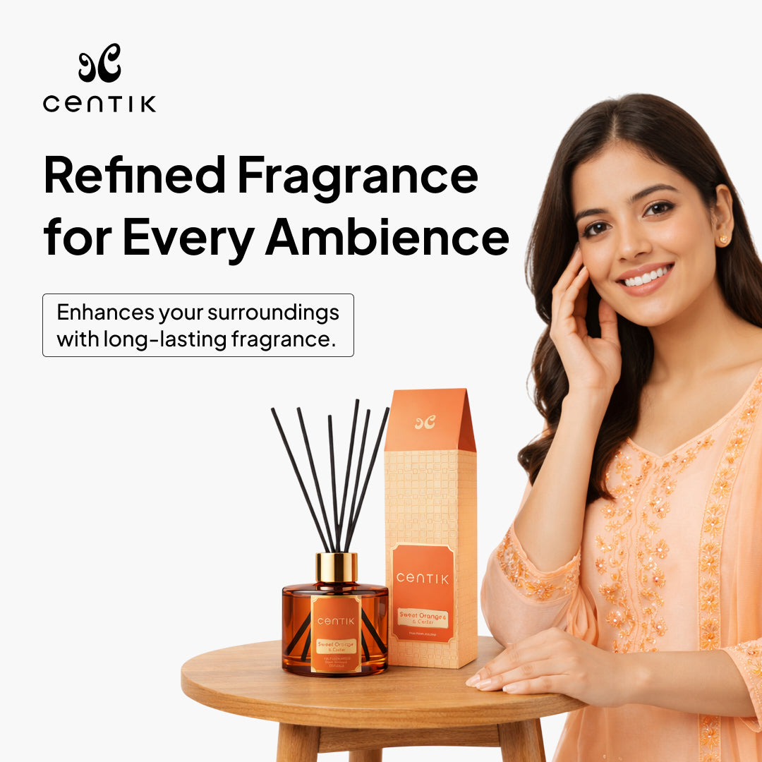 Centik Reed Diffuser | Sweet Orange & Cedar | Luxury Long Lasting Scent | Alcohol Free