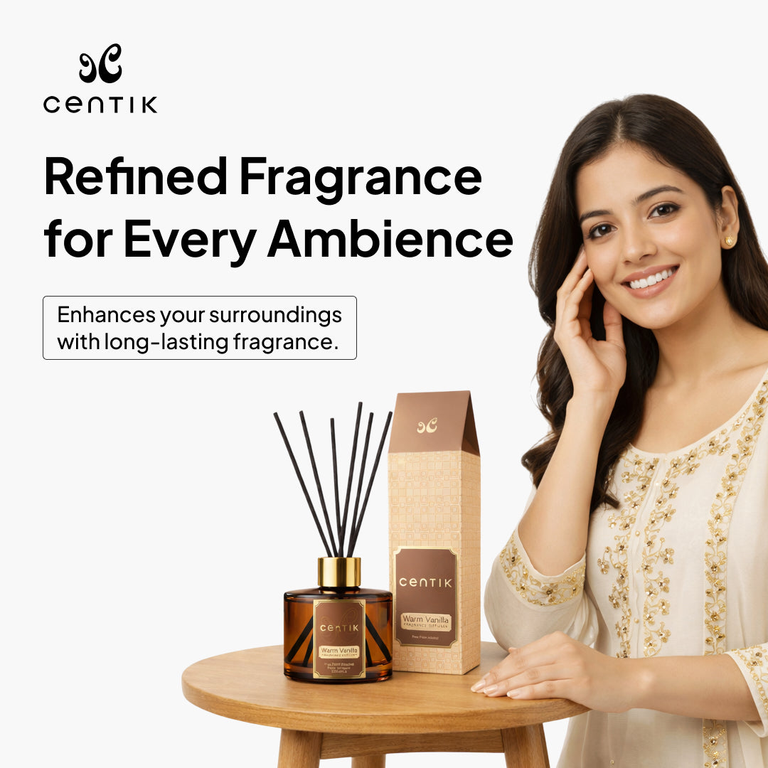 Centik Reed Diffuser | Warm Vanilla | Luxury Long Lasting Scent | Alcohol Free