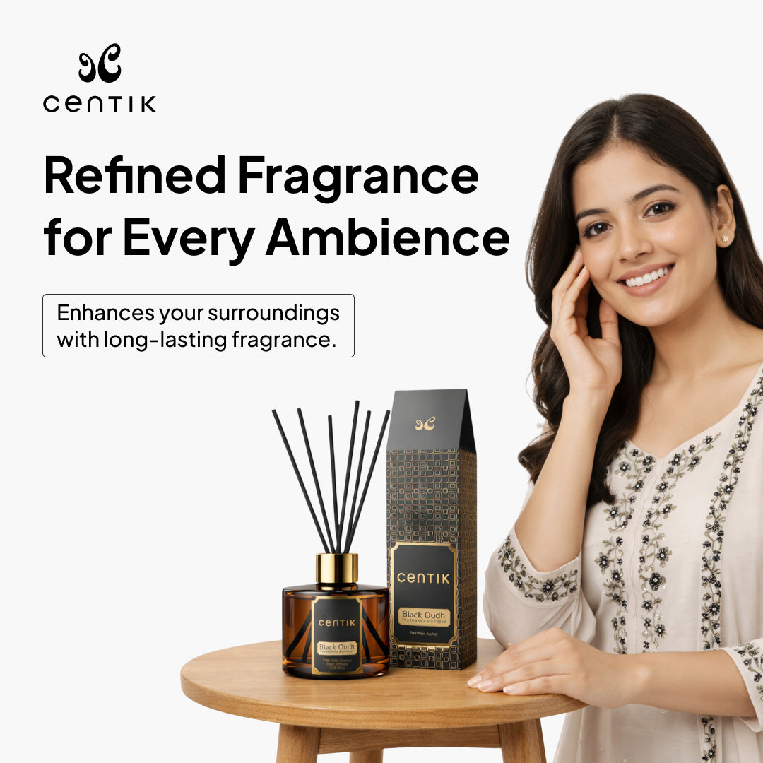 Centik Reed Diffuser | Black Oudh | Luxury Long Lasting Scent | Alcohol Free