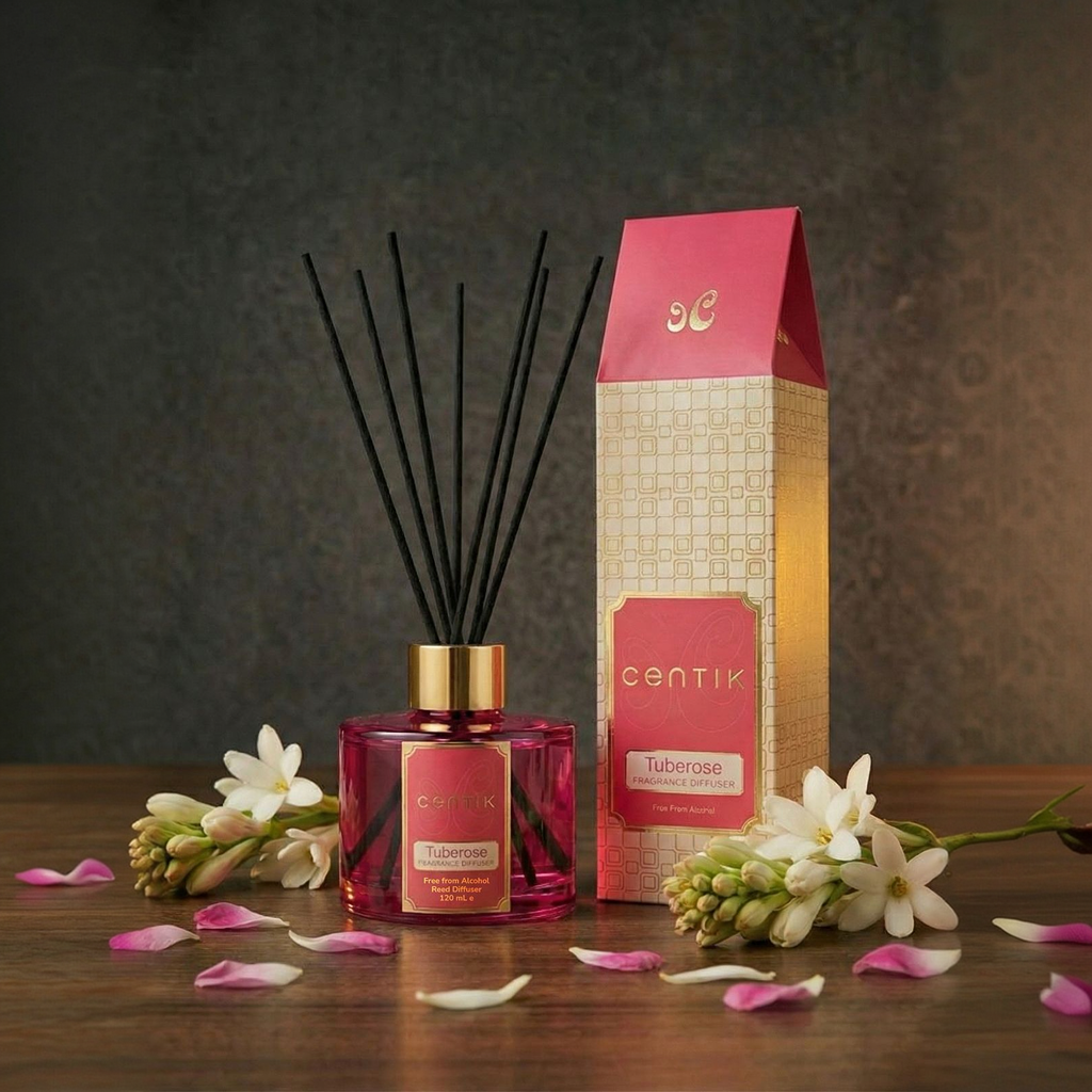 Centik Reed Diffuser | Luxury Tuberose | Luxury Long Lasting Scent | Alcohol Free