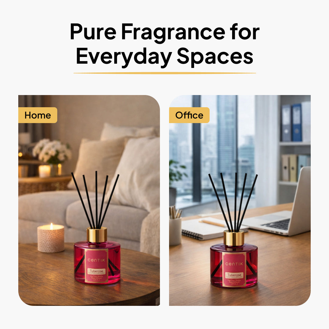 Centik Reed Diffuser | Luxury Tuberose | Luxury Long Lasting Scent | Alcohol Free
