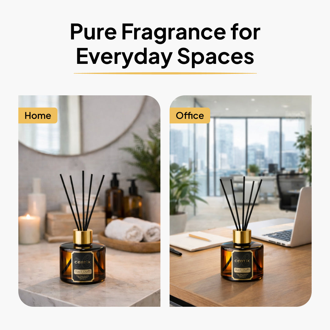 Centik Reed Diffuser | Black Oudh | Luxury Long Lasting Scent | Alcohol Free