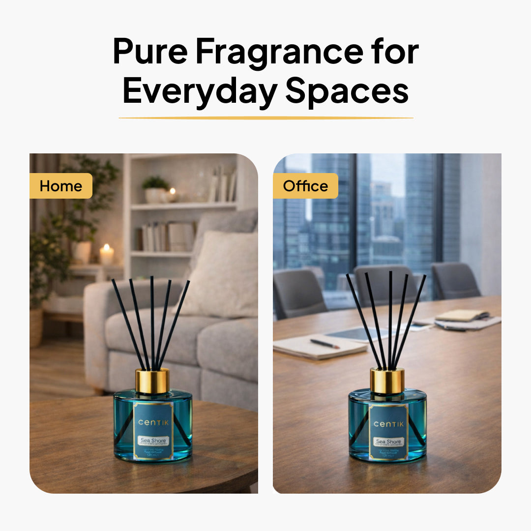 Centik Reed Diffuser | Ocean Inspired Sea Shore | Luxury Long Lasting Scent | Alcohol Free
