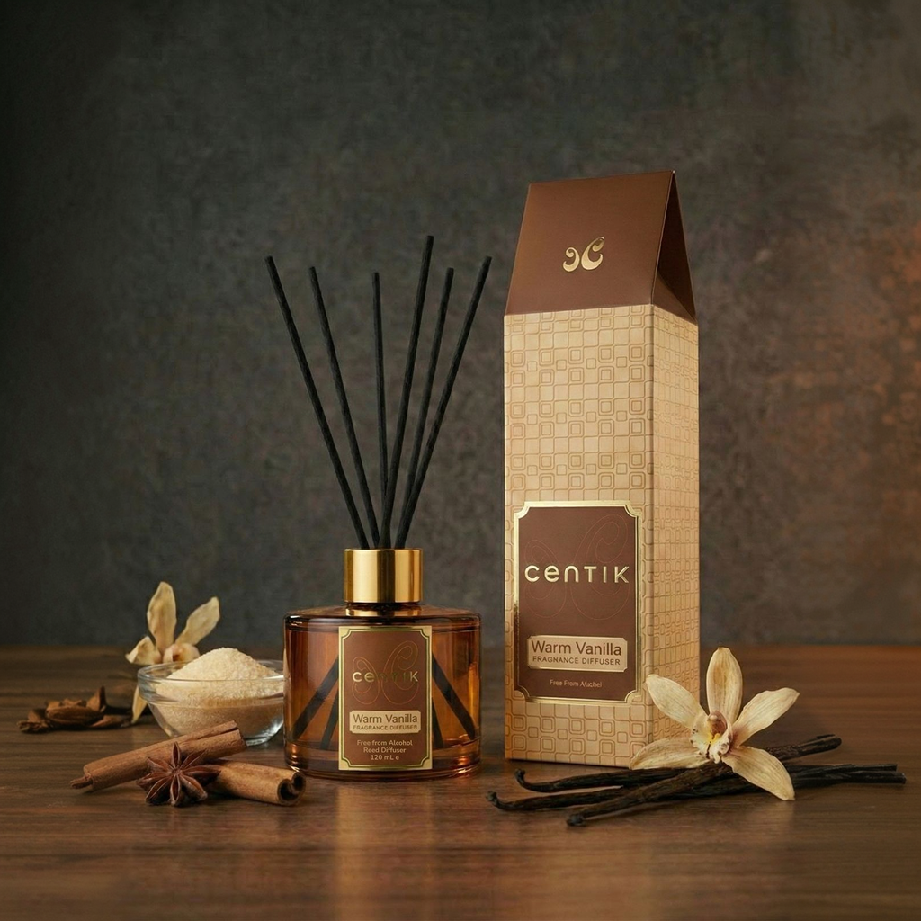 Centik Reed Diffuser | Warm Vanilla | Luxury Long Lasting Scent | Alcohol Free