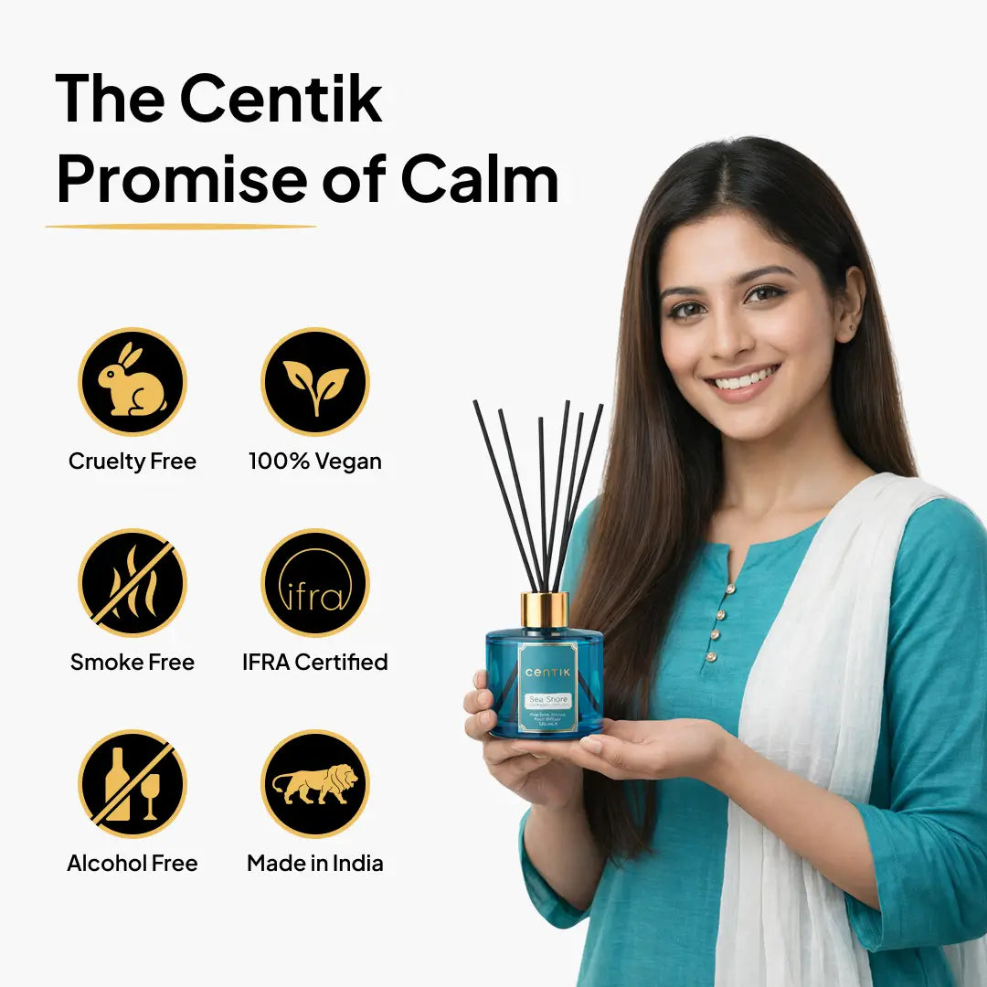 Centik Reed Diffuser | Ocean Inspired Sea Shore | Luxury Long Lasting Scent | Alcohol Free