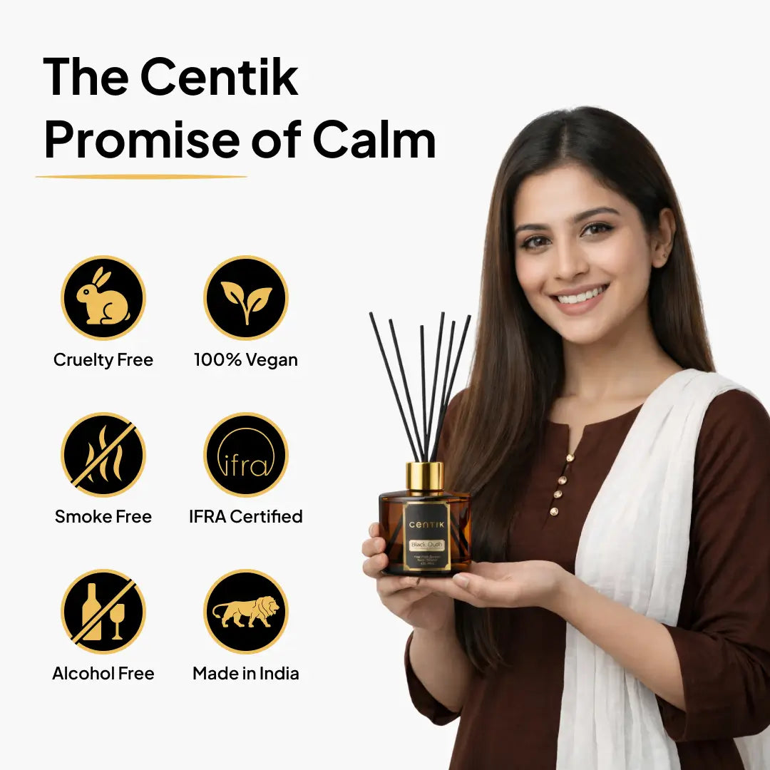 Centik Reed Diffuser | Black Oudh | Luxury Long Lasting Scent | Alcohol Free