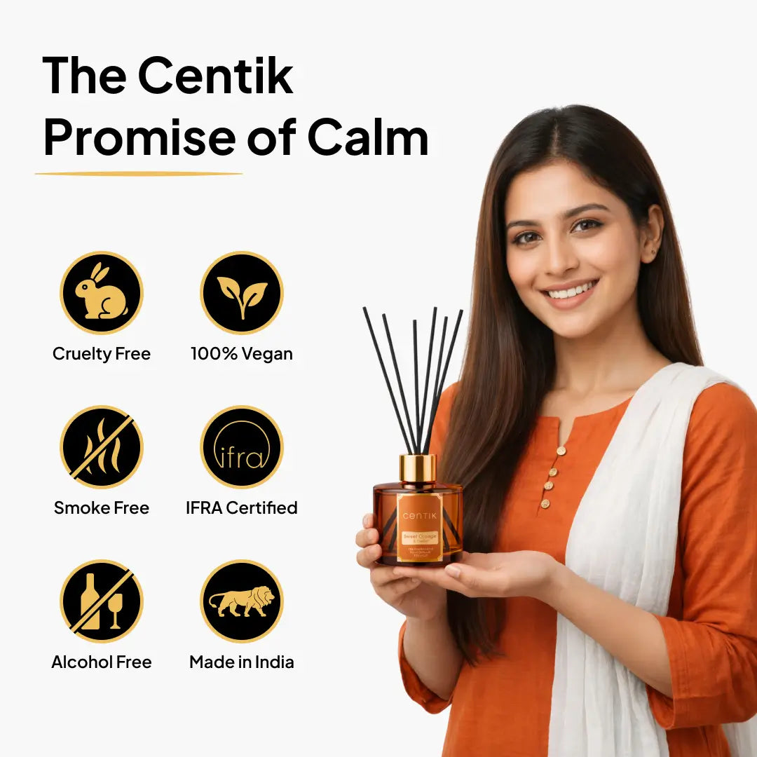 Centik Reed Diffuser | Sweet Orange & Cedar | Luxury Long Lasting Scent | Alcohol Free