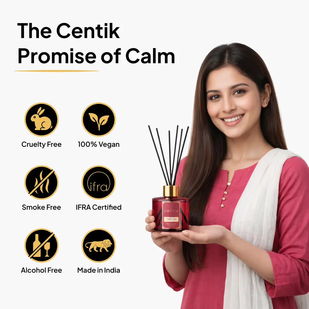 Centik Reed Diffuser | Luxury Tuberose | Luxury Long Lasting Scent | Alcohol Free