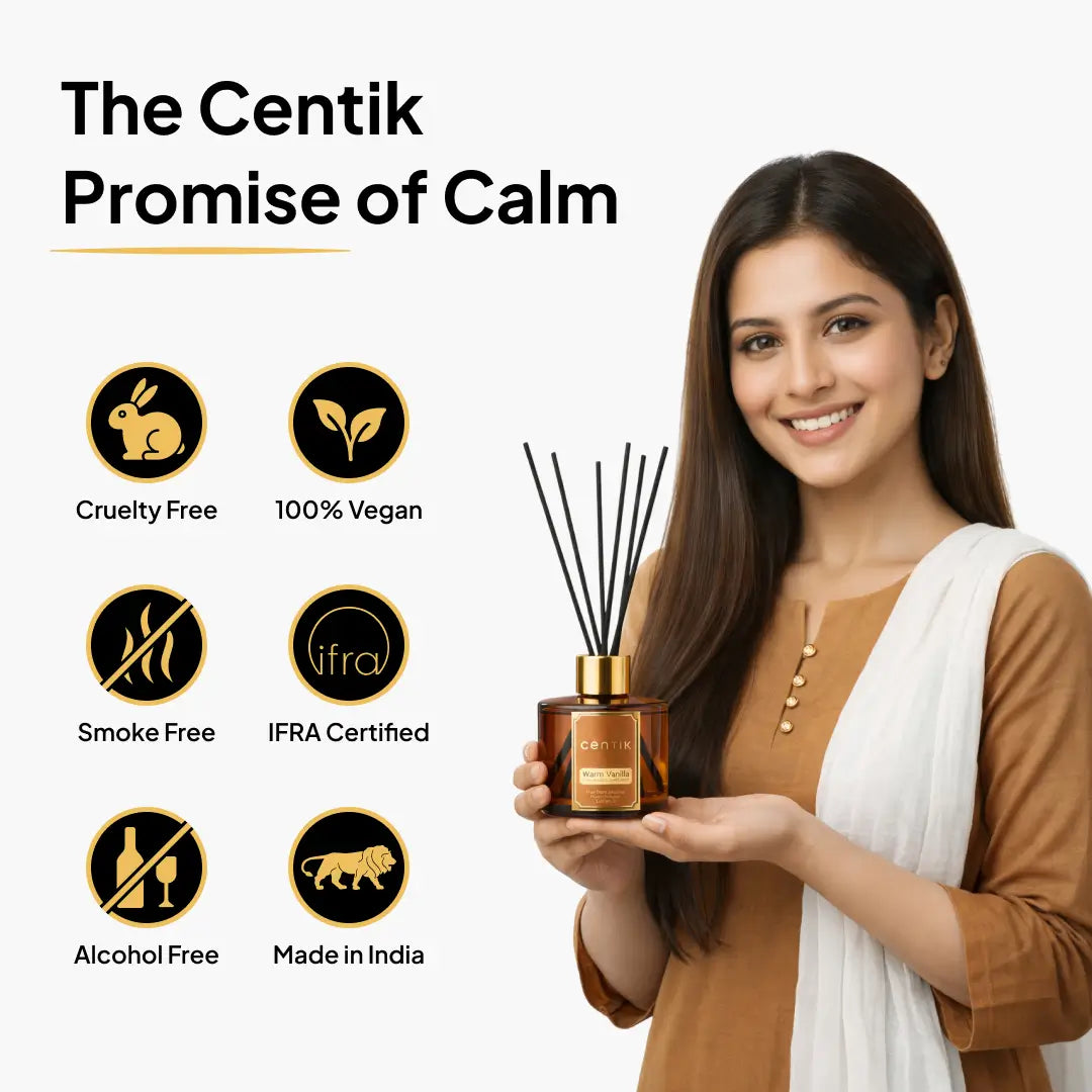 Centik Reed Diffuser | Warm Vanilla | Luxury Long Lasting Scent | Alcohol Free